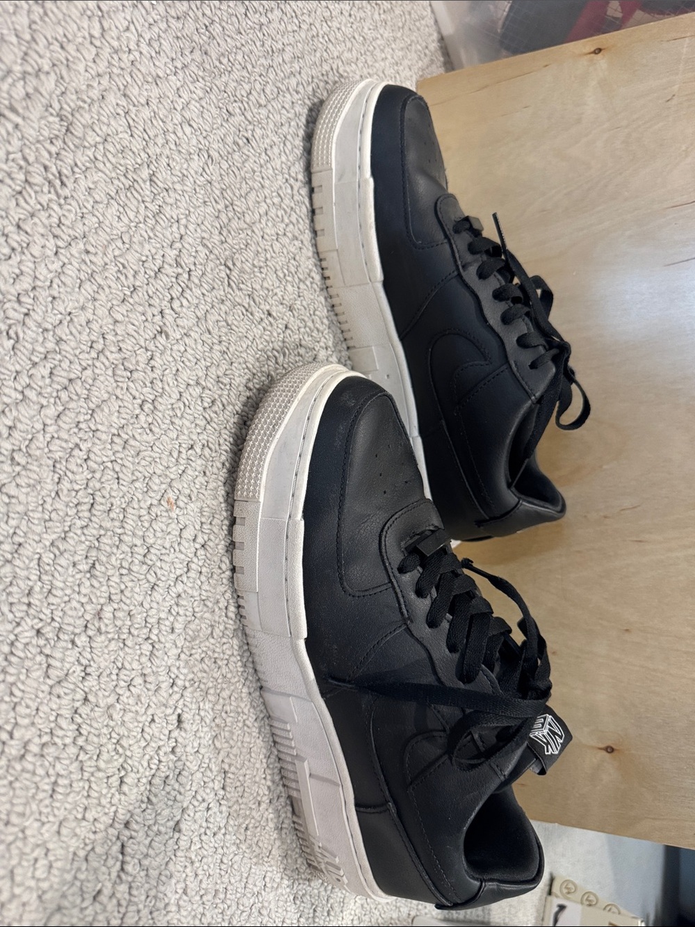 Nike AF1 Black Low-Top Sneakers with White Platform Sole 10.5